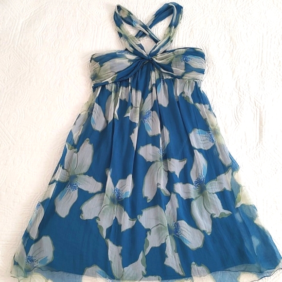 MSSP Max Studio Womens Silks Halter Bustier Empire Flair Skirt Dress/Size M - Picture 4 of 11